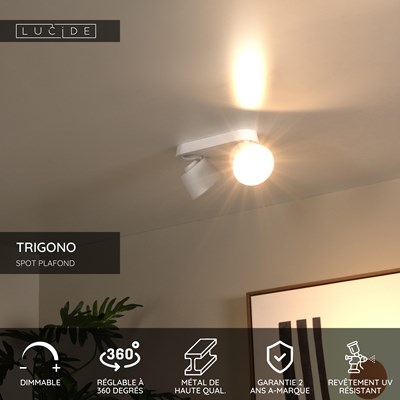 Lucide TRIGONO - Spot plafond - 2xGU10 - Blanc